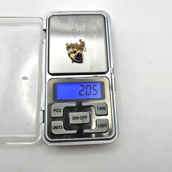 Mother & Child14K Gold Amethyst Heart Pendant Necklace 18" - Picture 16 of 16